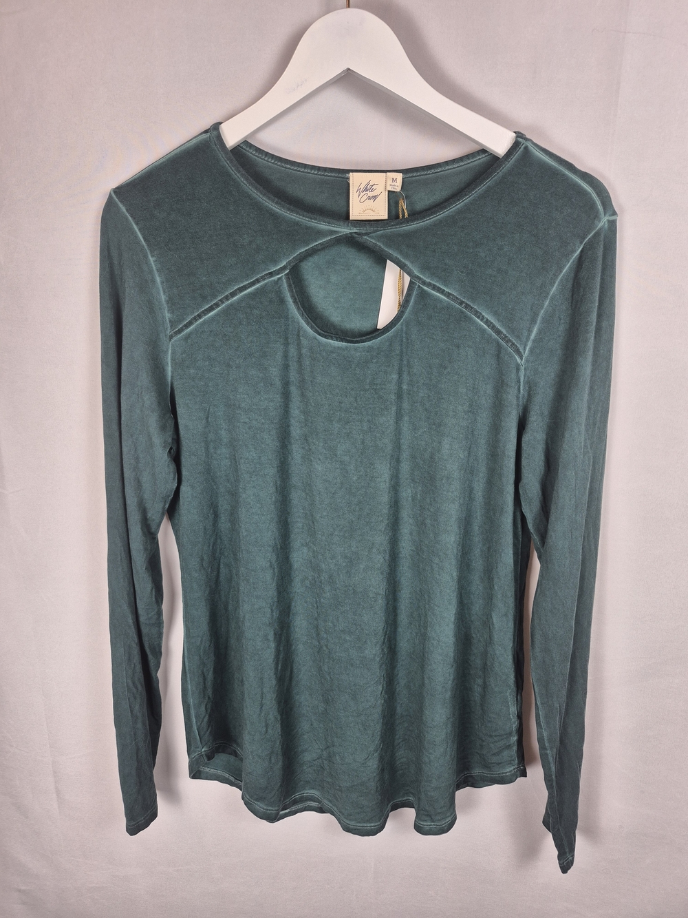 White Crow Teal Keyhole Long Sleeve Top Size M
